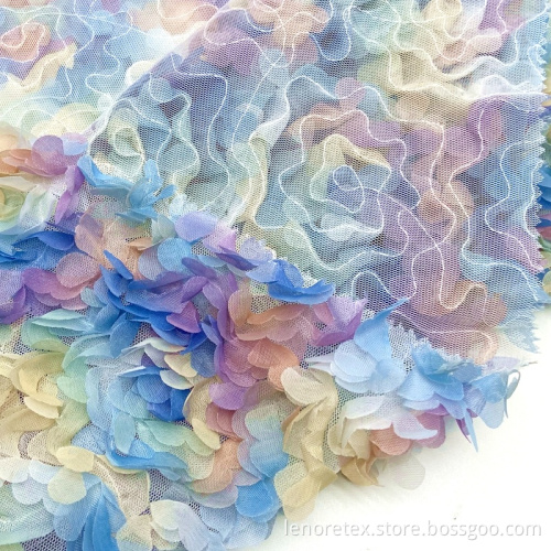 Rose Flower Knit Mesh Dribbling Embroidered Lace Fabric